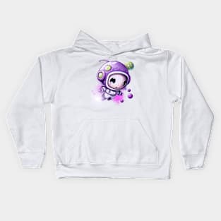 A Journey into Space with Astronaut Purple and Fluffy Kids Hoodie